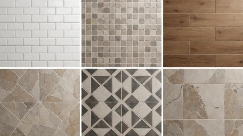 A collage or grid of different tile styles